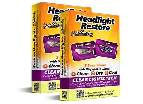 CLT Car Headlight Restoration Kit, Headlight Restorer Wipes (6)